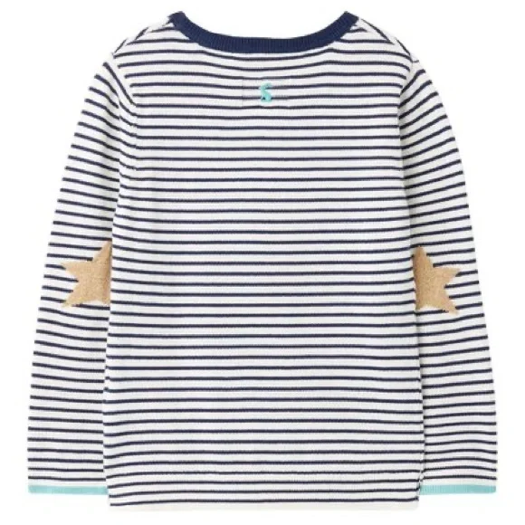 NWT Joules | Navy & White Stripe Unicorn Miranda Unicorn Crewneck Sweater - Picture 2 of 3